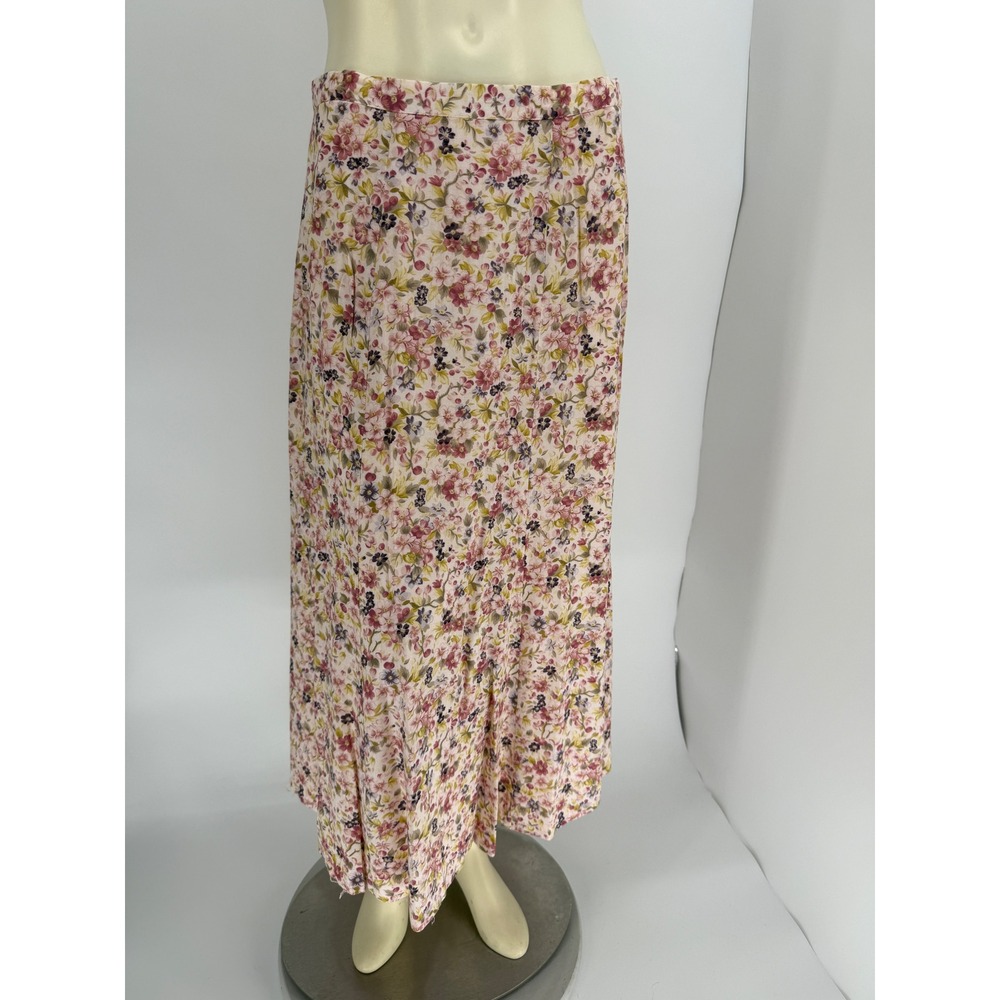 Vintage 90s Susan Bristol Cottagecore Floral Rayon Midi Skirt Romantic USA 14